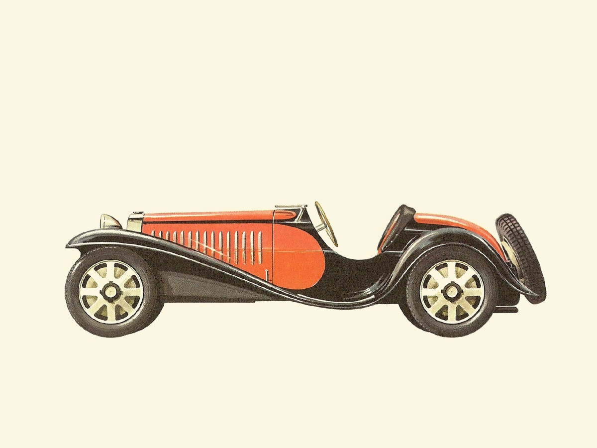1932 Bugatti Type 55 Grand Sport 2.3 Litres Supercharged - Illustrated by Pierre Dumont
