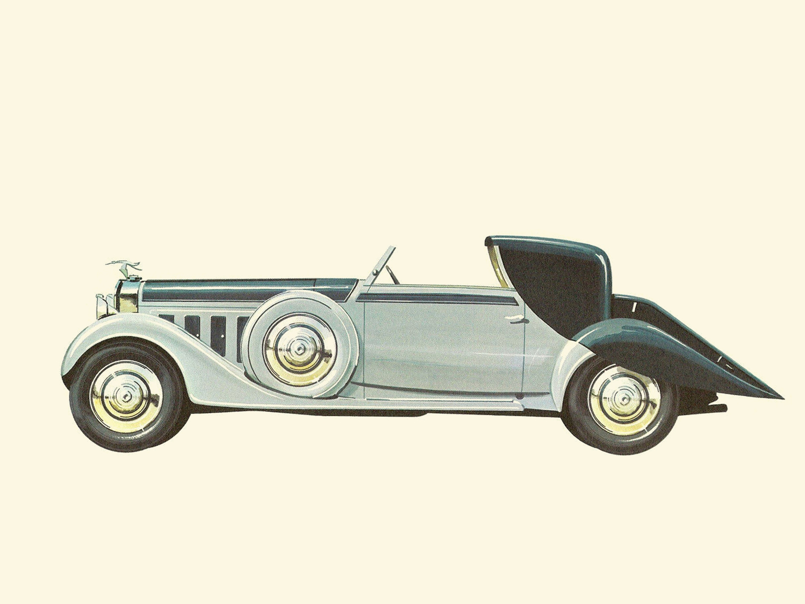 1934 Hispano Suiza V-12 Coupé de Ville - Illustrated by Pierre Dumont