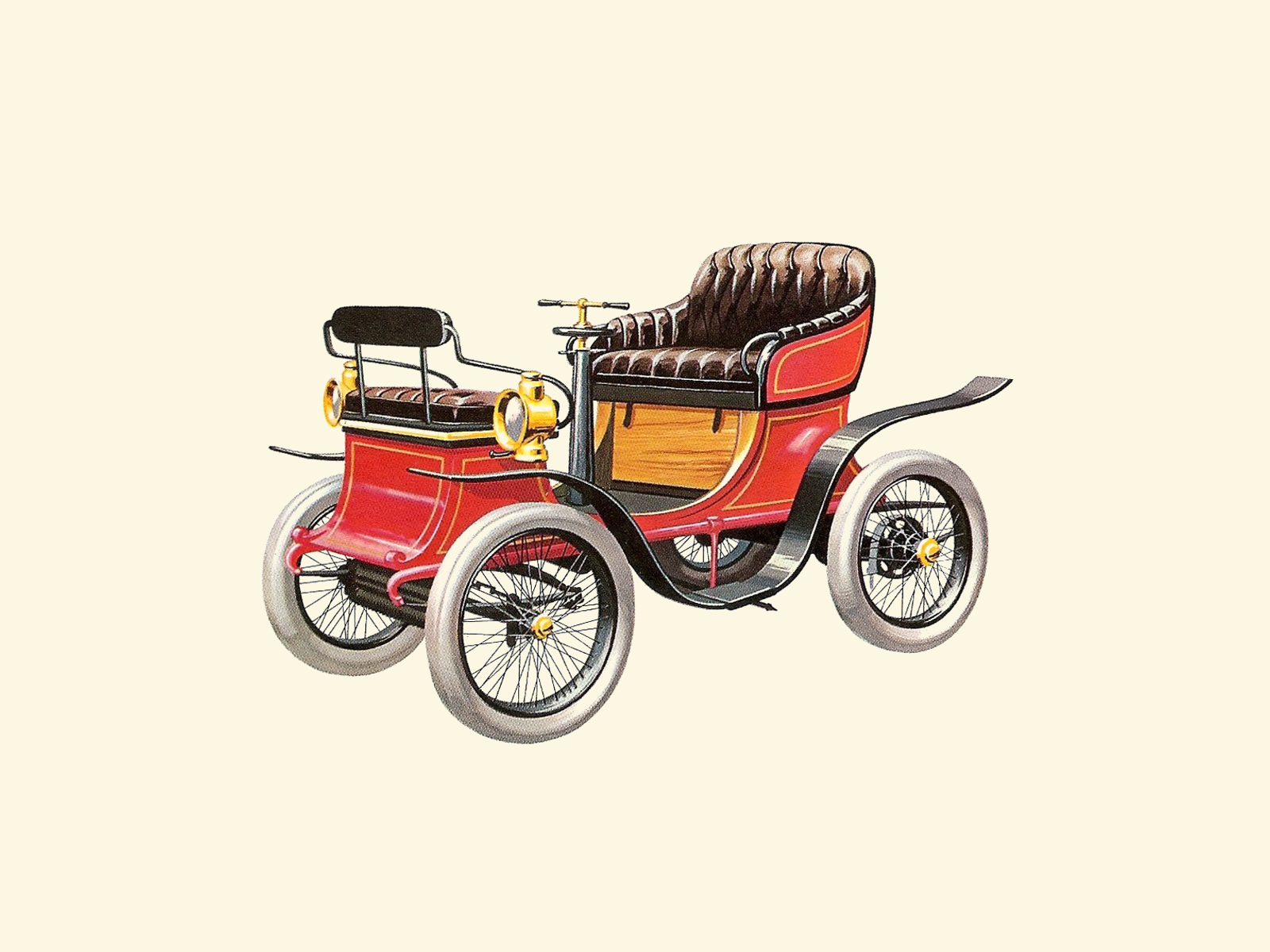 1900 De Dion-Bouton Vis-à-vis - Illustrated by Pierre Dumont