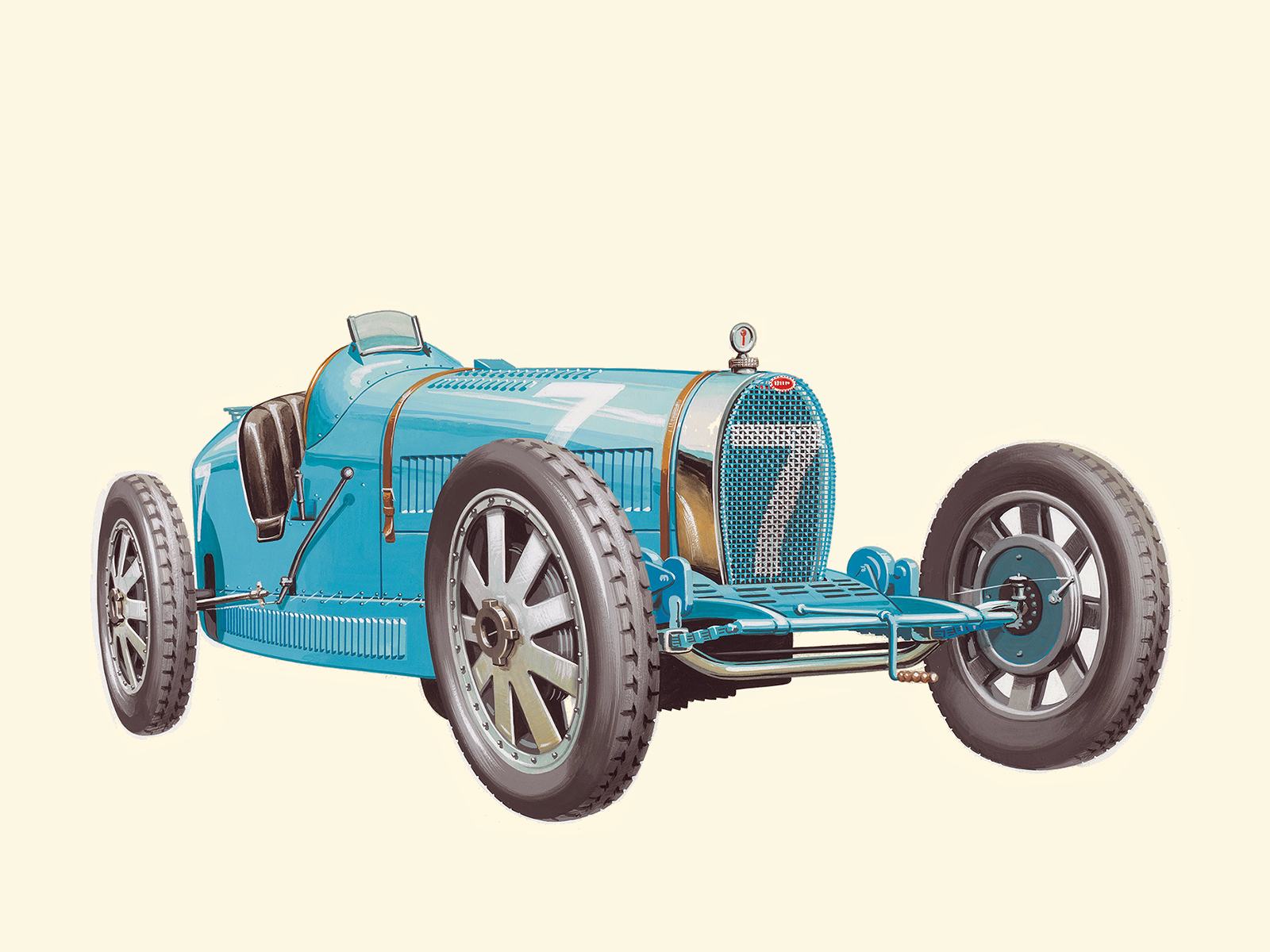 1924 Bugatti Type 35 - Illustrated by Pierre Dumont