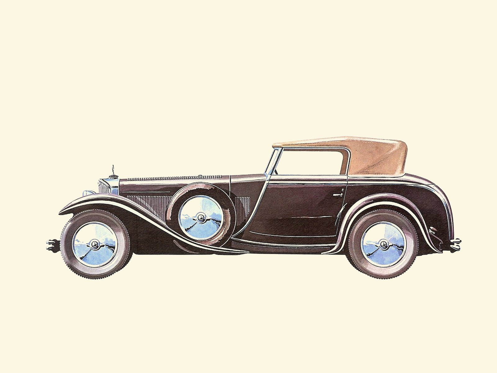 1930 Mercedes-Benz SS - Illustrated by Pierre Dumont