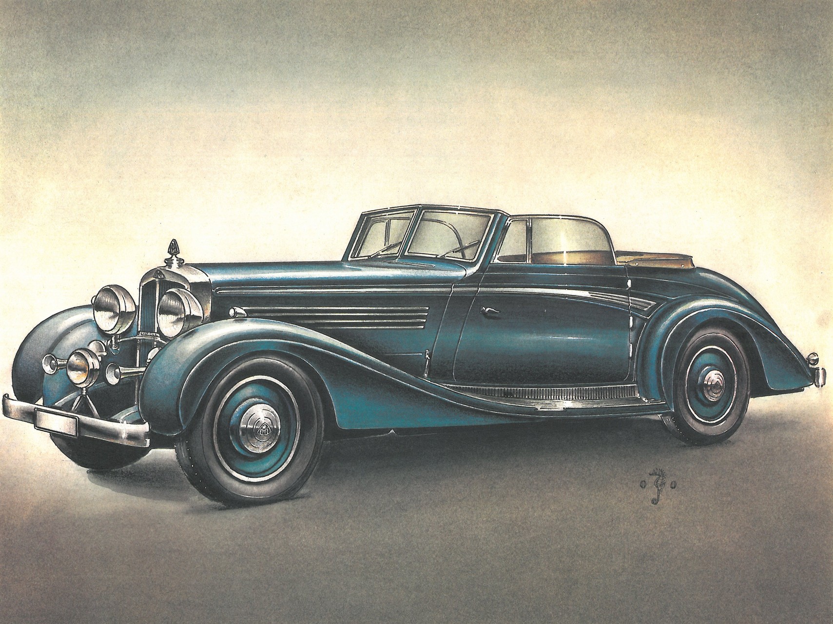 1938 Maybach DS8 Zeppelin Sport-Cabriolet: Illustrated by Piet Olyslager