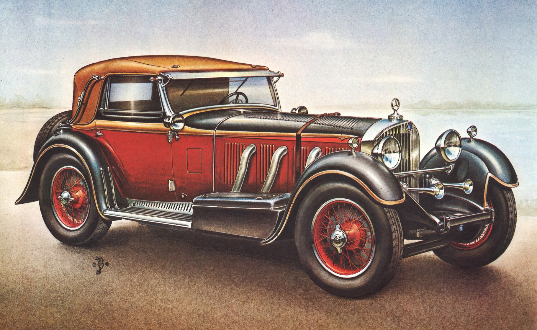 1929 Mercedes-Benz SSK: Illustrated by Piet Olyslager