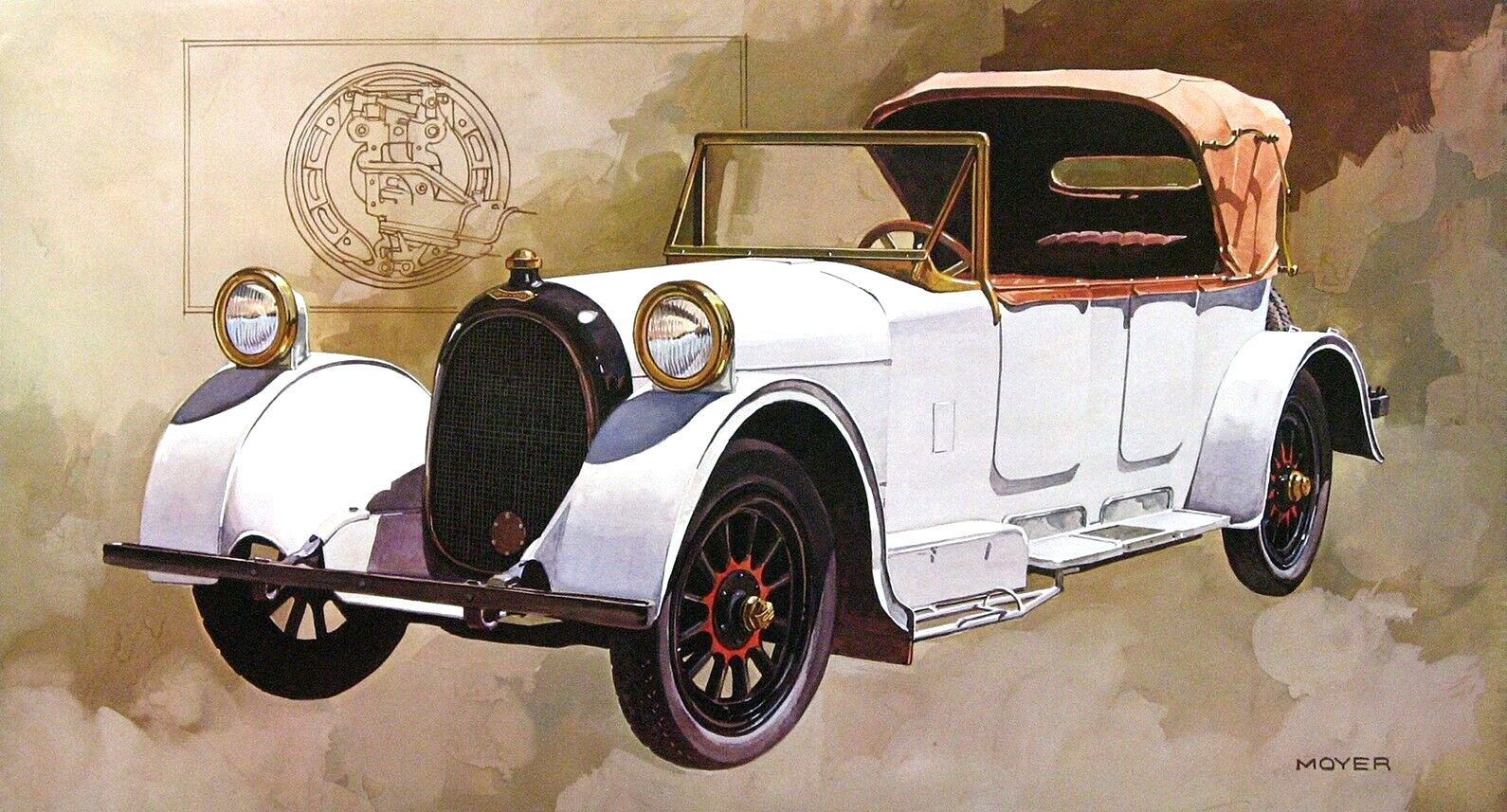 1921 Heine-Velox — Four-wheel hydraulic brakes: Illustrated by Robert M. Moyer