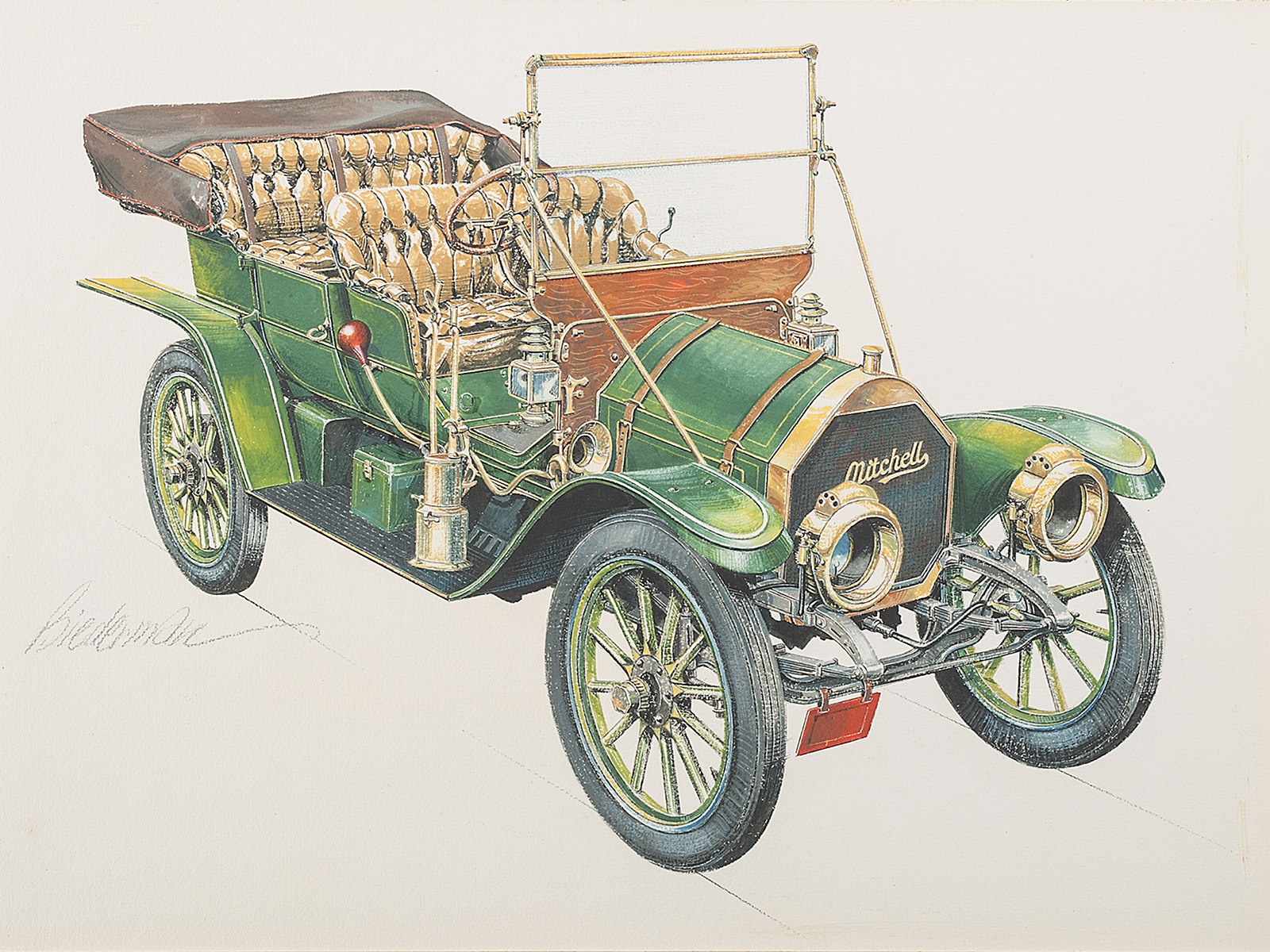 1909 Mitchell Touring: Illustrated by Jerome D. Biederman