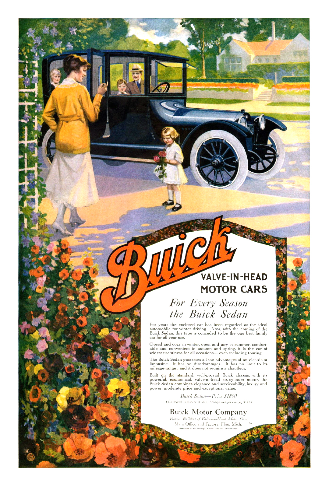 Buick Ad (1916): For Every Season the Buick Sedan
