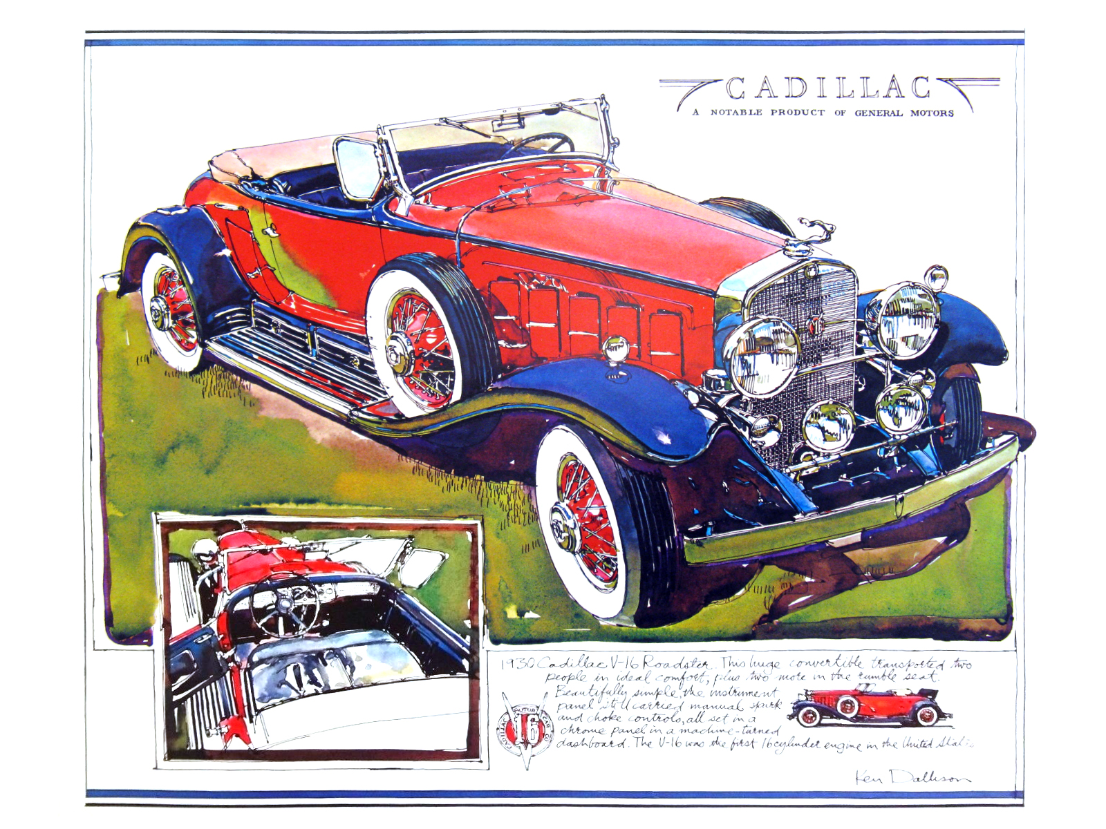 1930 Cadillac V-16 Roadster: Illustrated by Ken Dallison