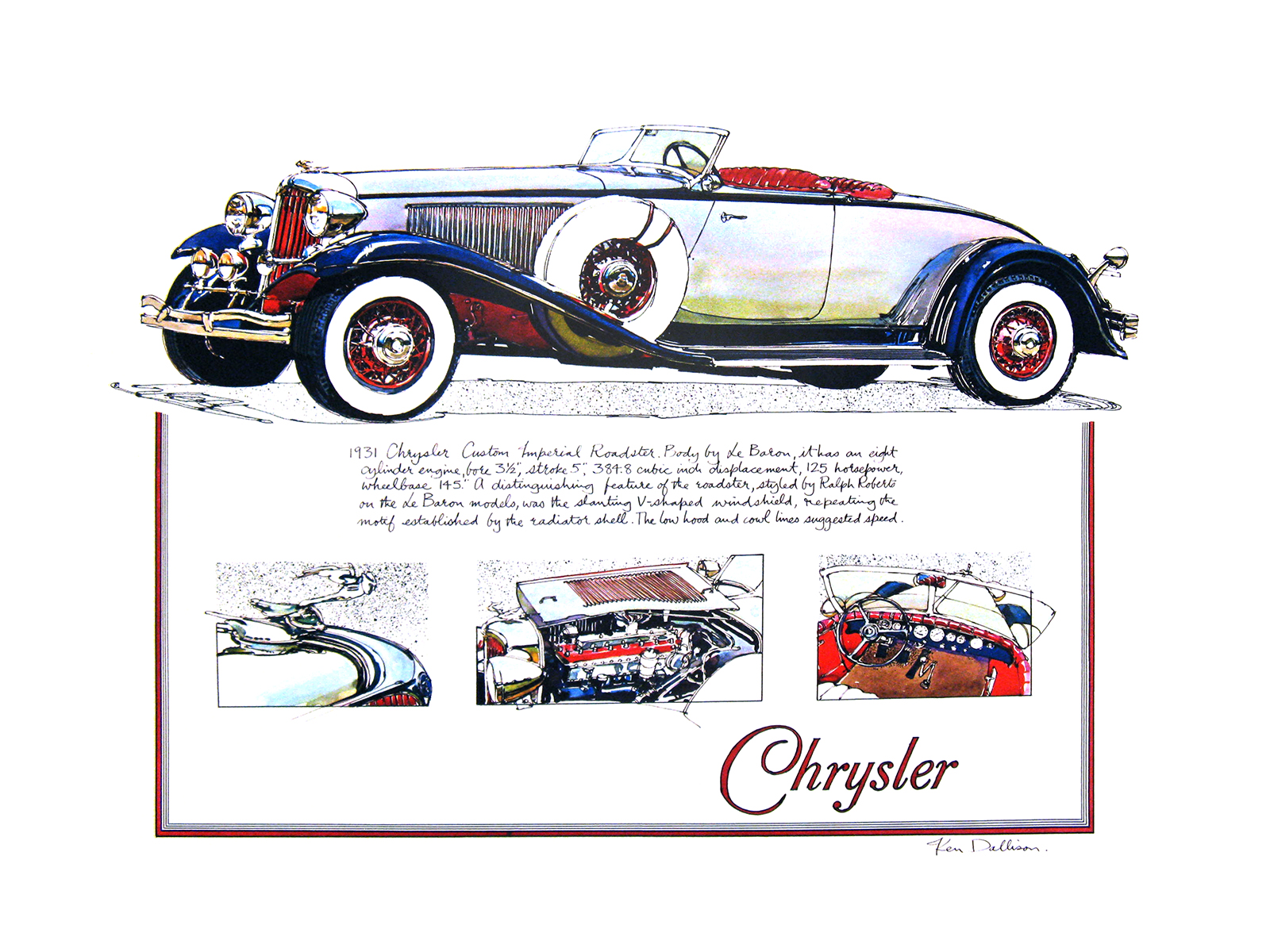 1931 Chrysler Custom Imperial Roadster body by LeBaron: Illustrated by Ken Dallison