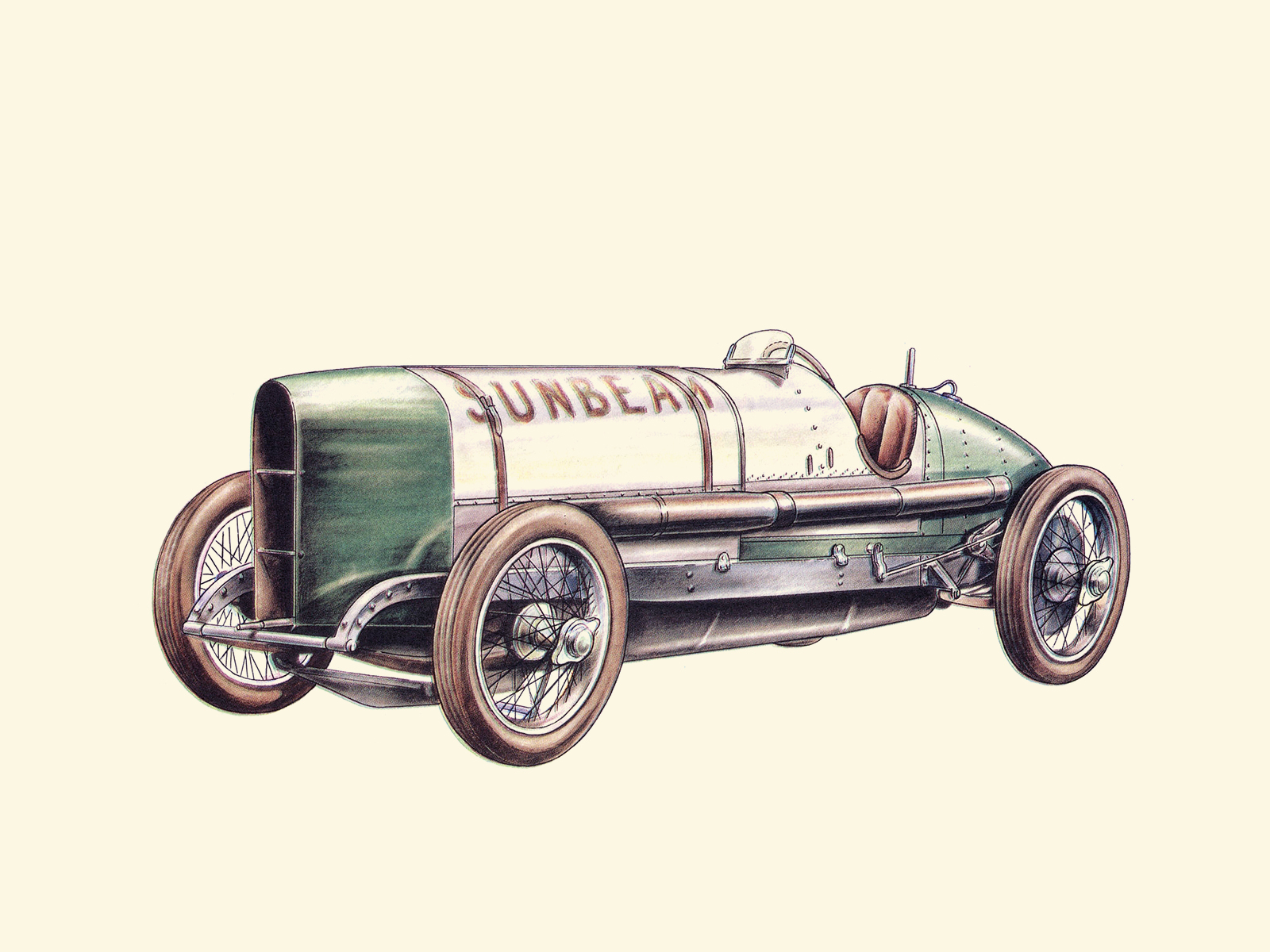 1922 Sunbeam (K.L. Guinness 133.75 mph): Illustrated by Piet Olyslager
