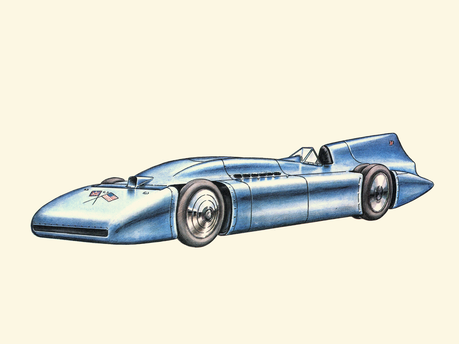 1935 Rolls-Royce Campbell 'Bluebird' (M. Campbell 276.82/301.13 mph): Illustrated by Piet Olyslager