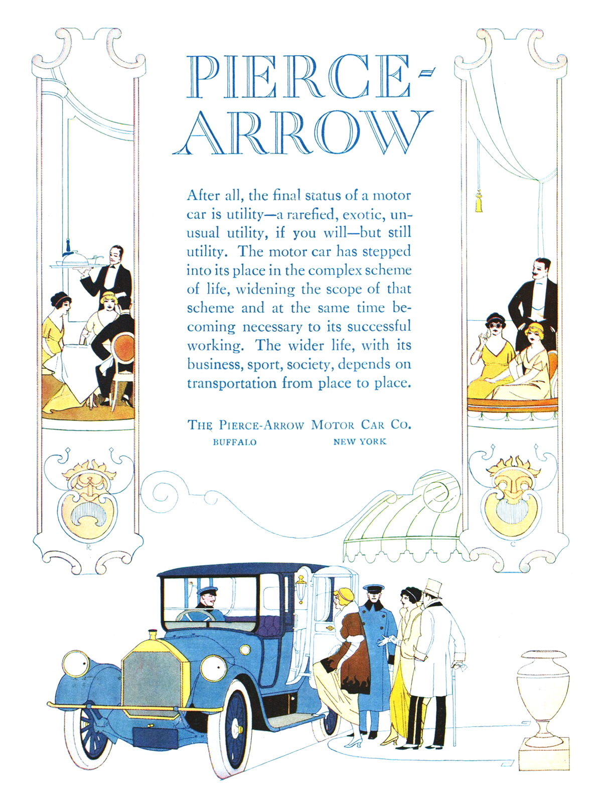 Pierce-Arrow Ad (January, 1915) - Illustrated by Rene Clark