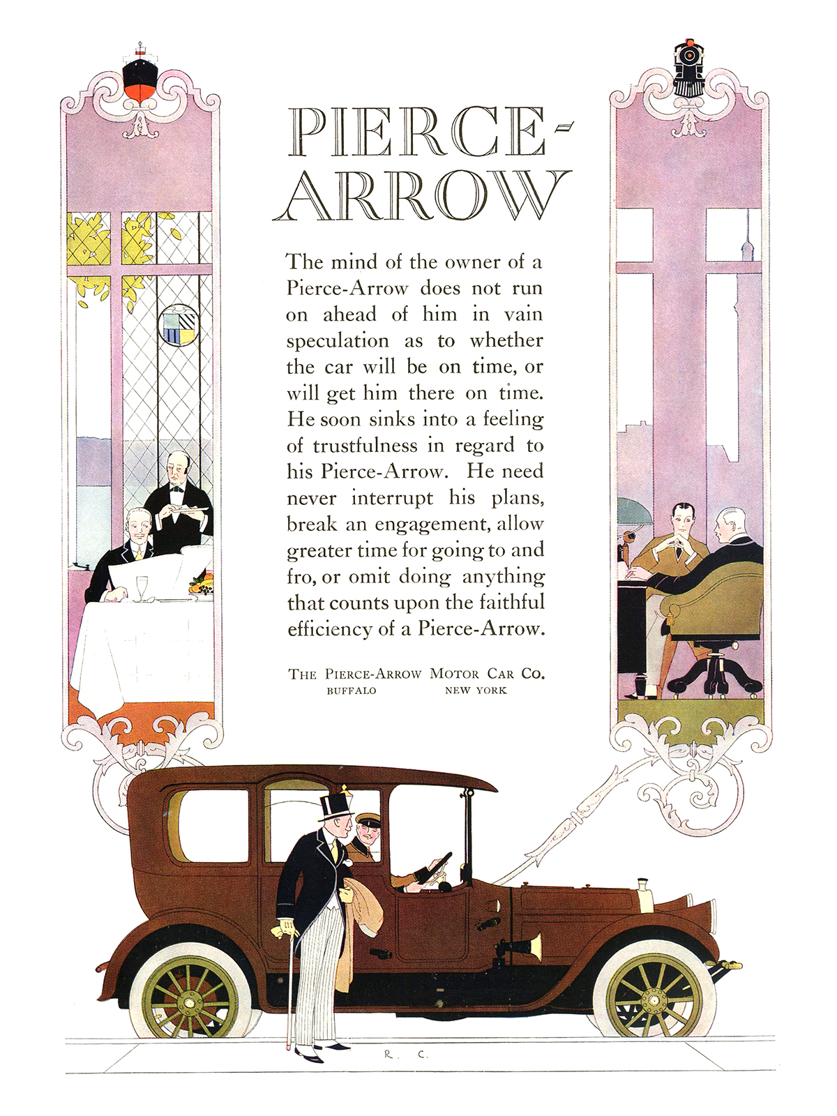 Pierce-Arrow Ad (February–March, 1915) - Illustrated by Rene Clark