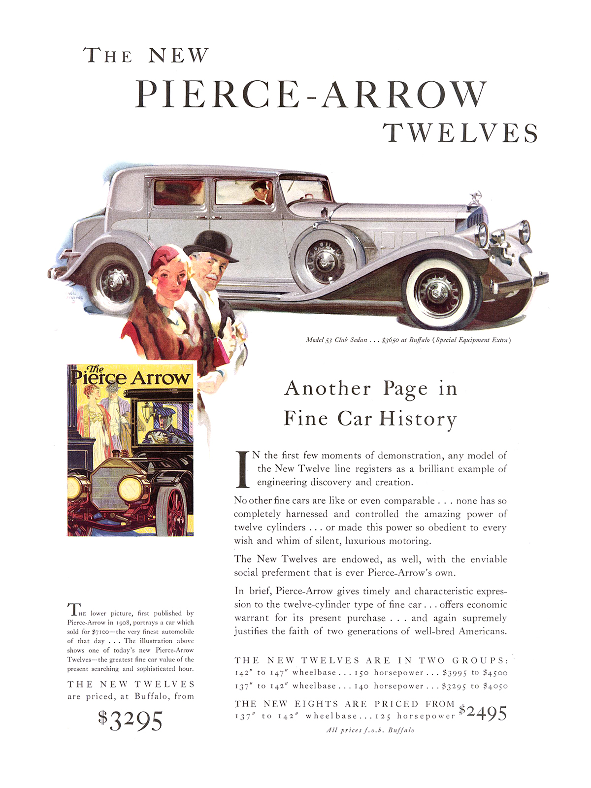 Pierce-Arrow Model 53 Club Sedan Ad (February, 1932) – Illustrated by Paul Gerding