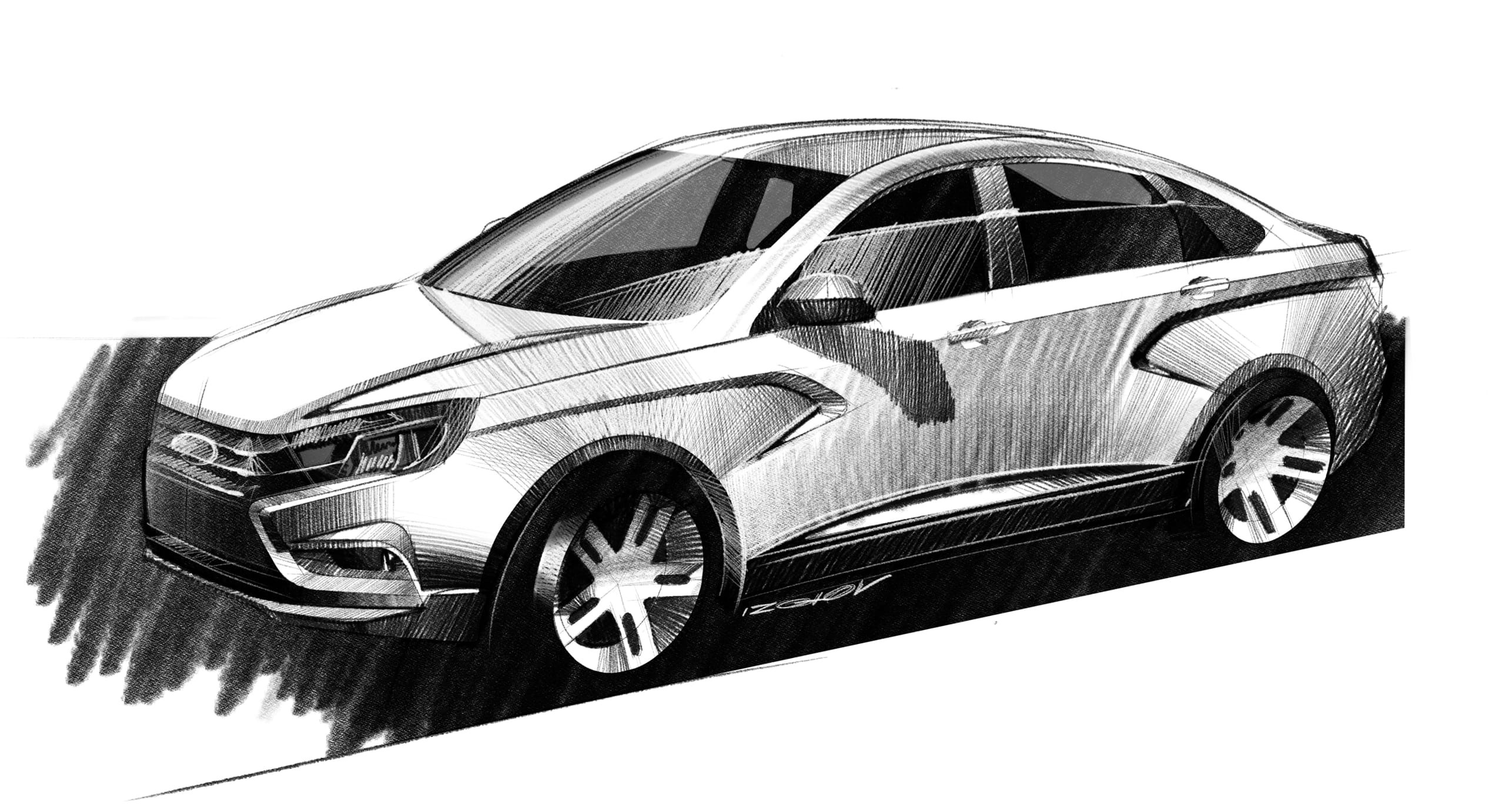 2014 Lada Vesta – Illustrated by Anton Izotov