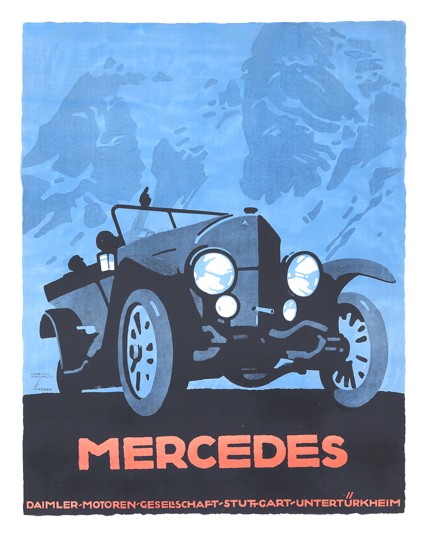 Mercedes 38/95 PS Ad (1914) – Illustrated by Ludwig Hohlwein