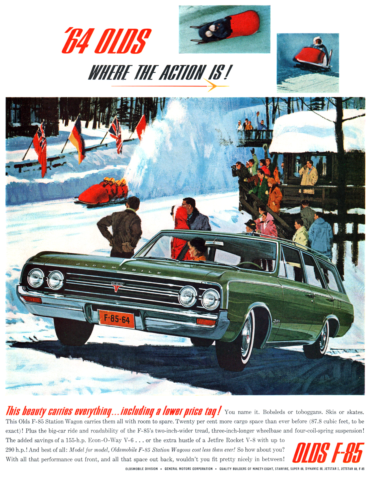 Oldsmobile F-85 Station Wagon Ad (February, 1964)