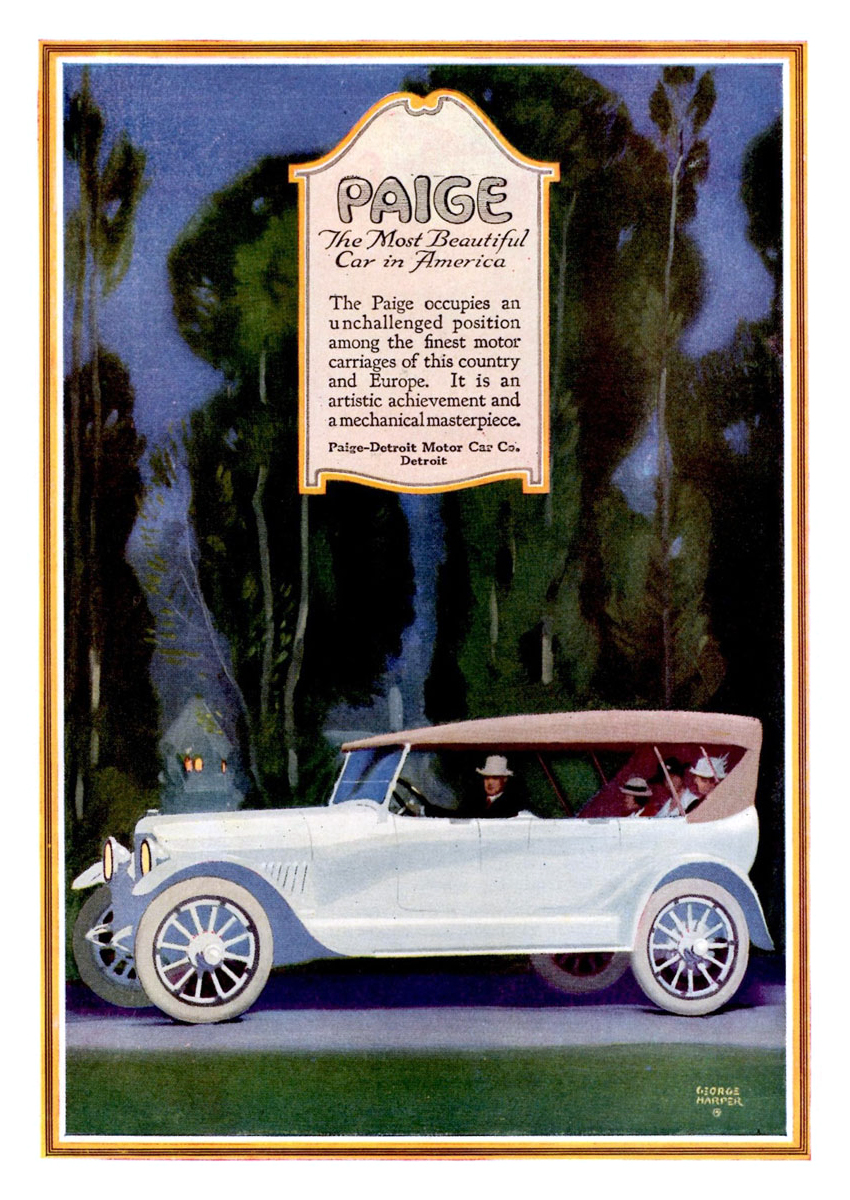 Paige Touring Car Ad (April, 1918) – Illustrated by George Harper