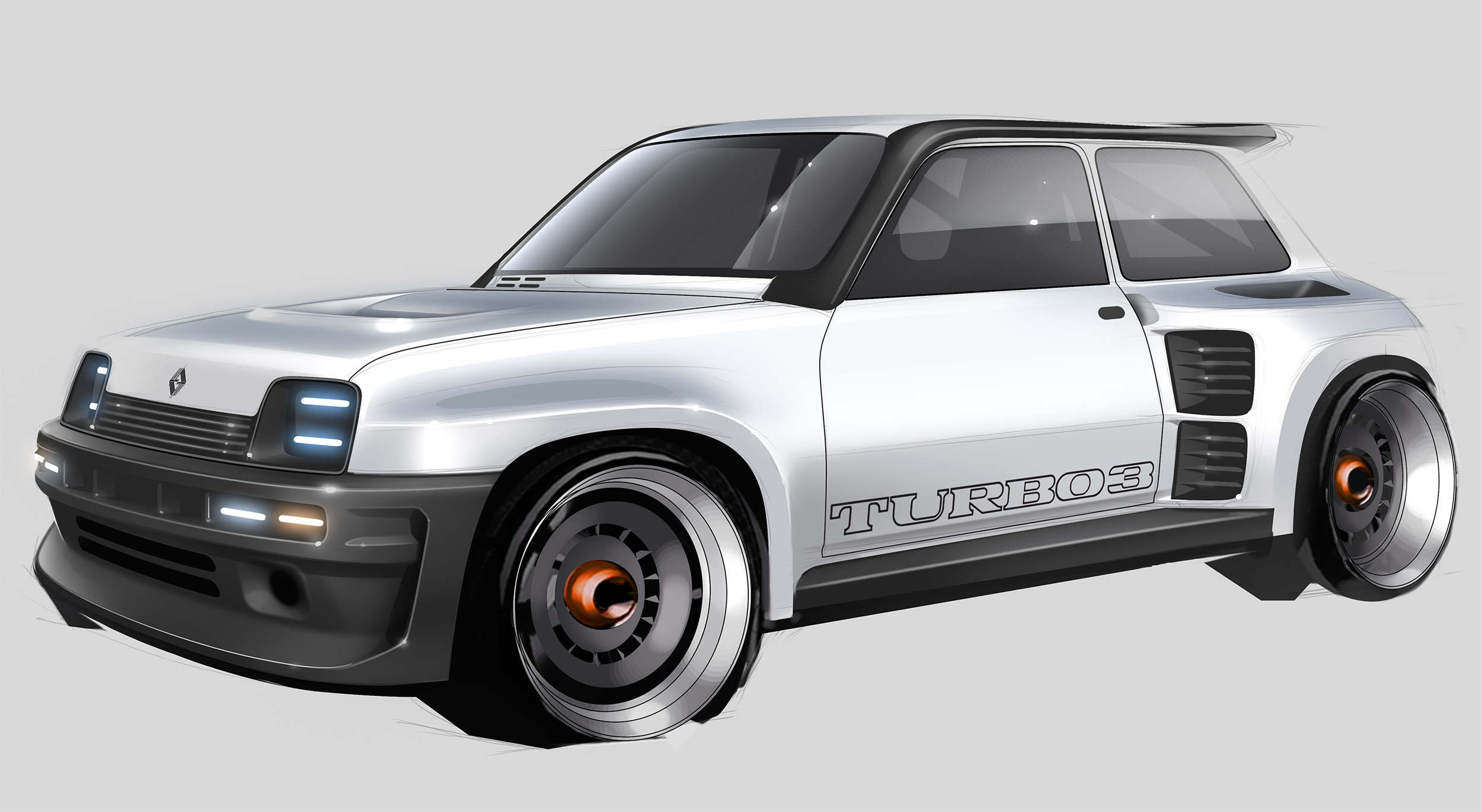 Renault 5 Turbo 3 (2021): Design Sketch by Alan Derosier