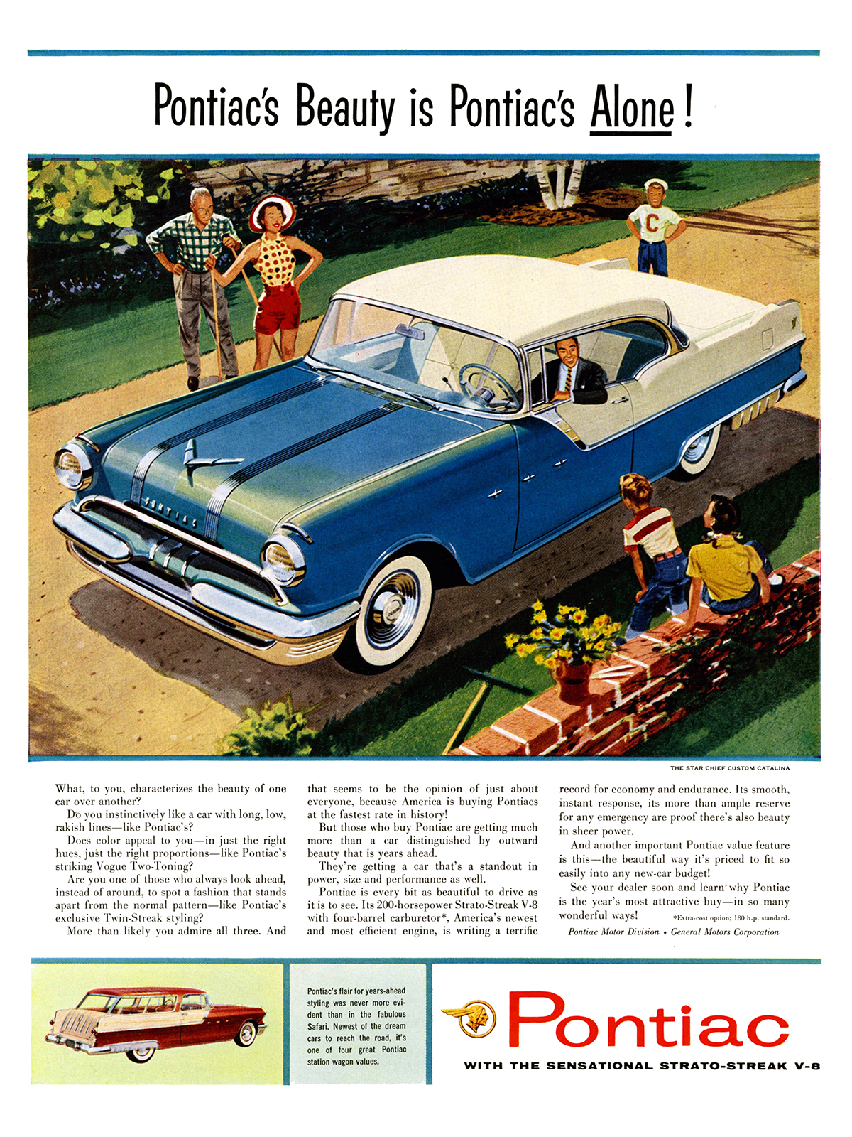 Pontiac Star Chief Custom Catalina Ad (September, 1955) – Pontiac's Beauty is Pontiac's Alone!