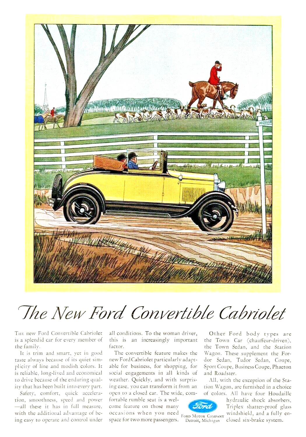 Ford Model A Convertible Cabriolet Ad (May, 1929) – The New Ford Convertible Cabriolet