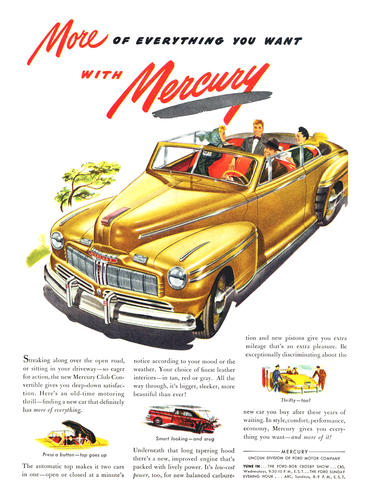 Mercury Club Convertible Ad (April, 1946) – More Of Everything You Want With Mercury