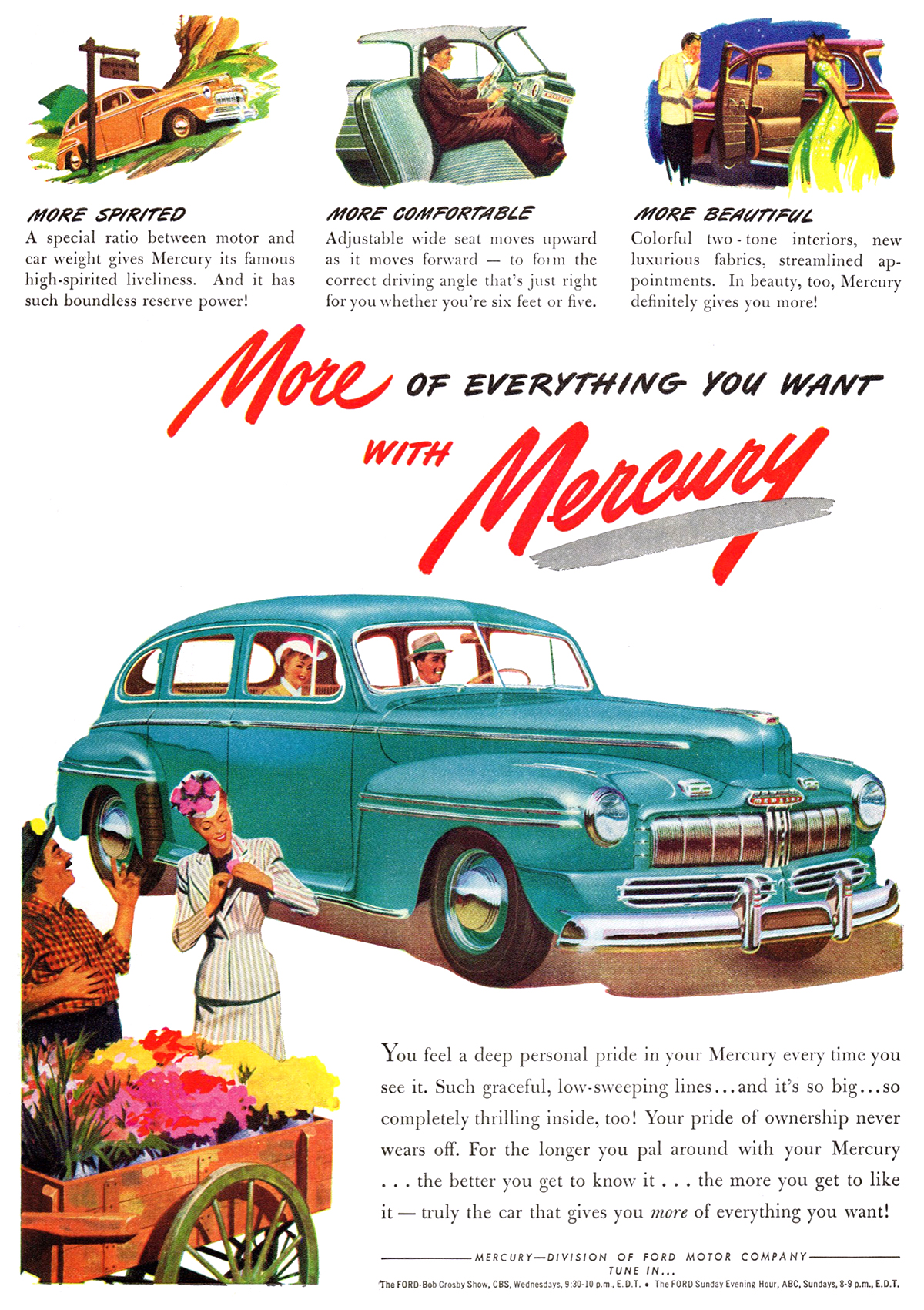 Mercury Town Sedan Ad (July, 1946) – More Of Everything You Want With Mercury