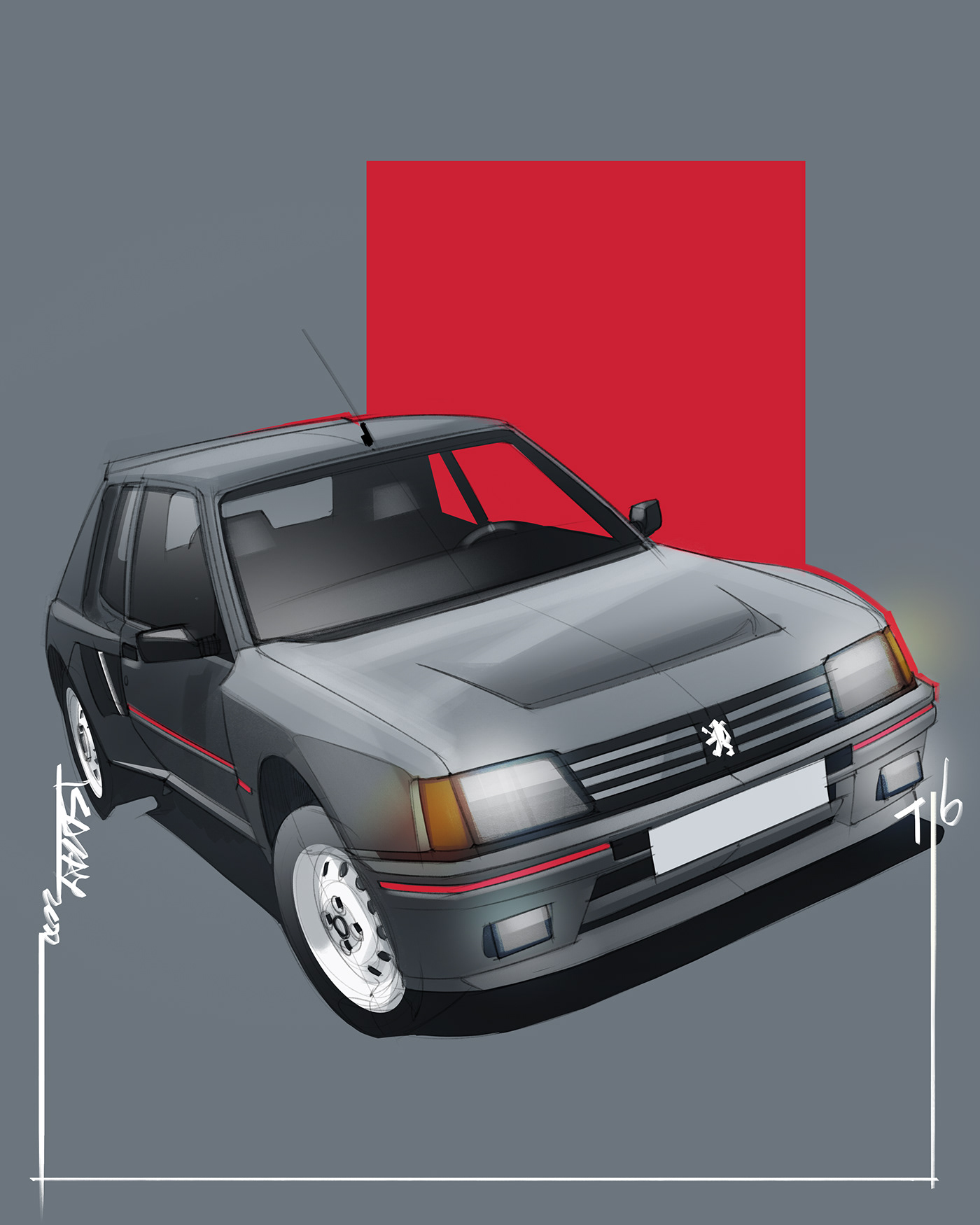 Peugeot 205 T16 – Illustrated by Sajay Shinu