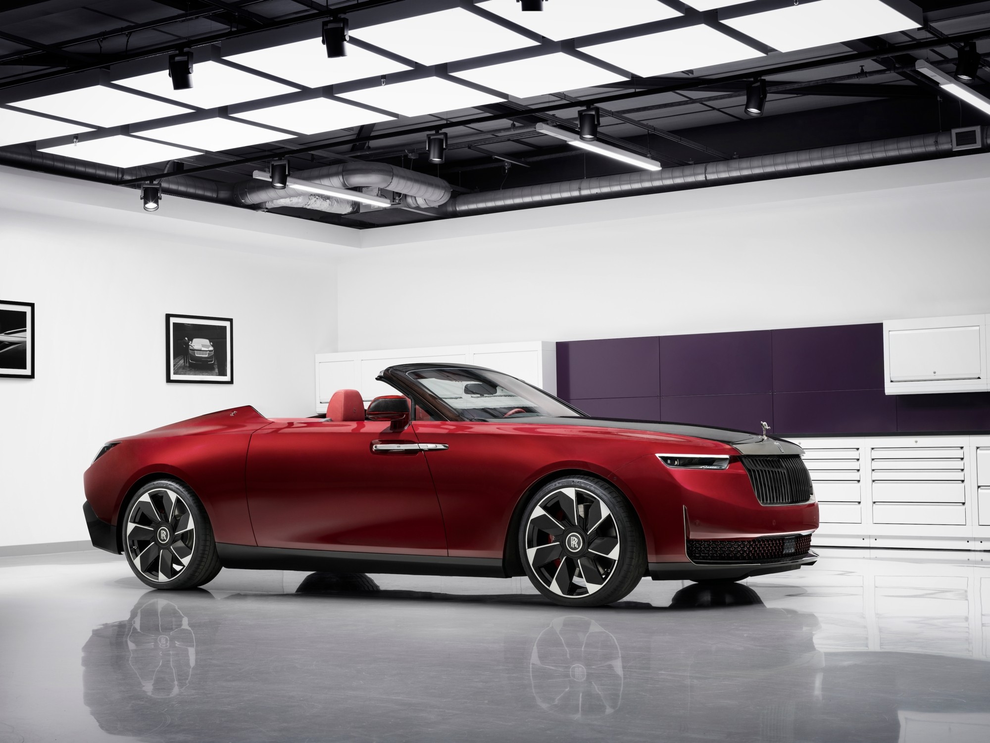 Rolls-Royce La Rose Noire Droptail (2023) – In the coachbuild facility at the home of Rolls-Royce, Goodwood