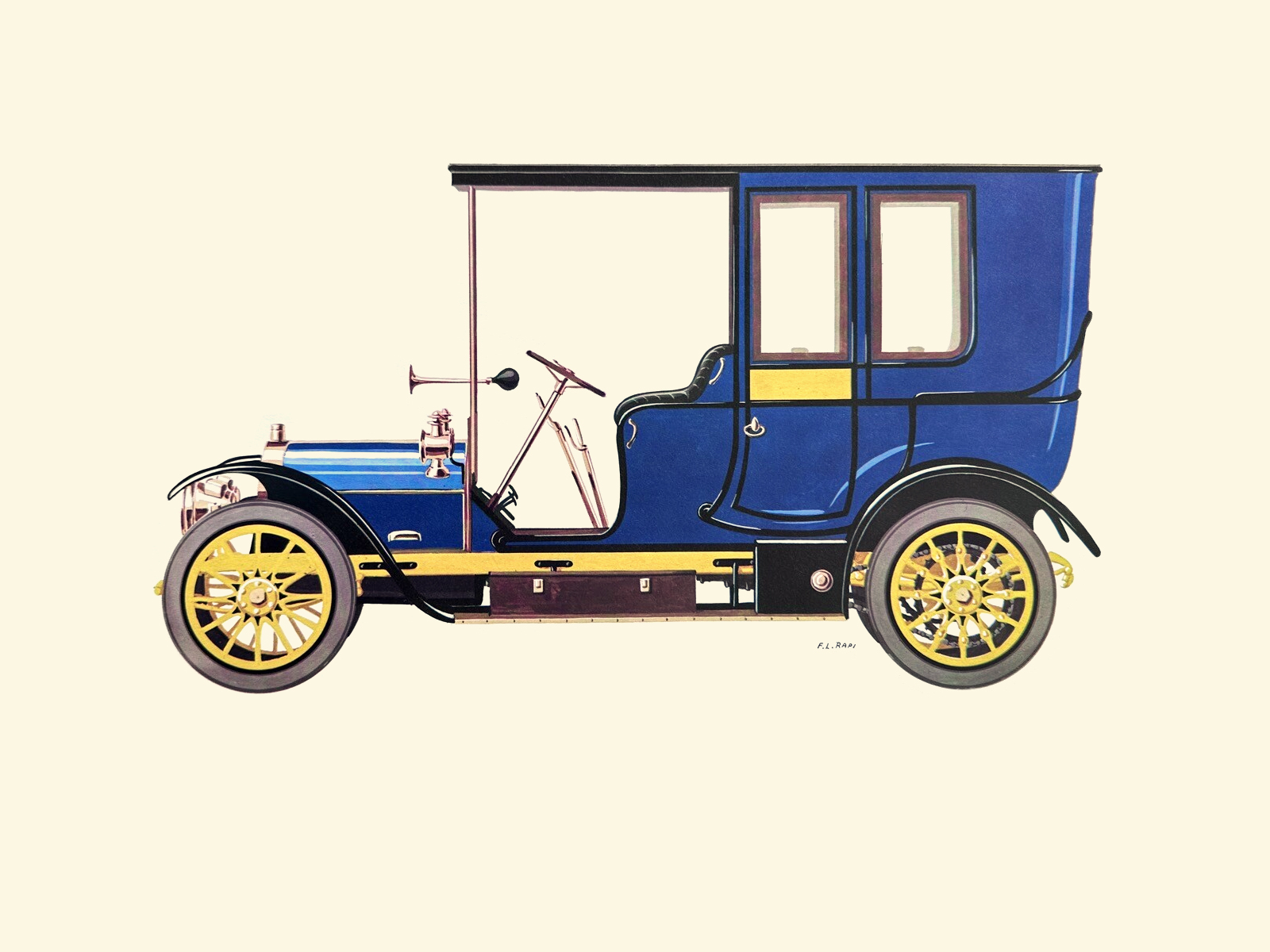 1905 Fiat 24/32 HP Landaulet – Illustrated by Fabio Luigi Rapi