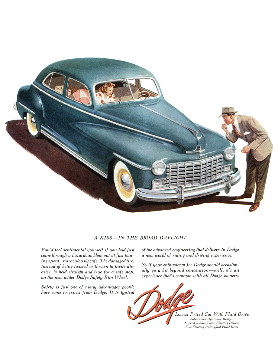 Dodge Town Sedan Ad (August, 1948) – A Kiss — in the Broad Daylight