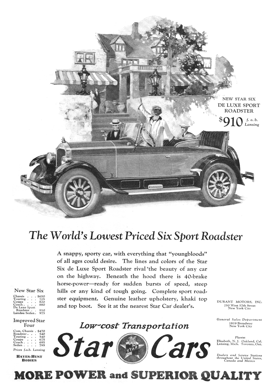 Star Six De Luxe Spor Roadster Ad (July, 1926)