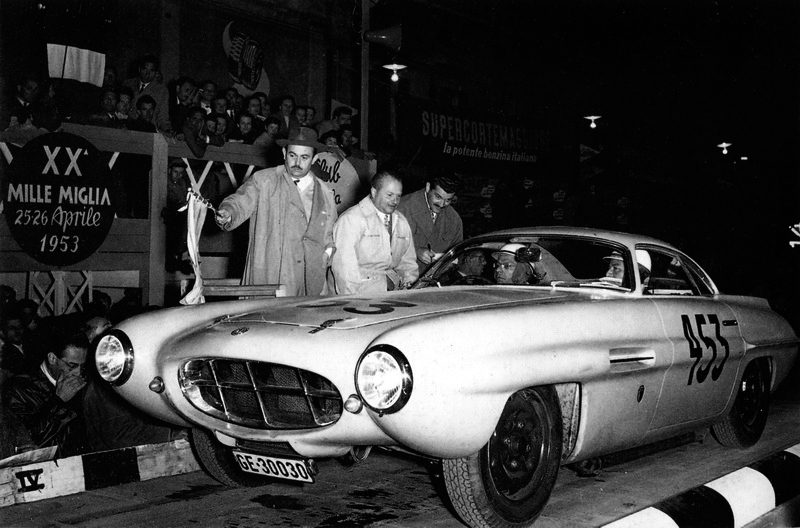 Alfa Romeo 1900 Supersonic Conrero (Ghia) - Fehlman's Alfa at the start of the 1953 Mille Miglia.
