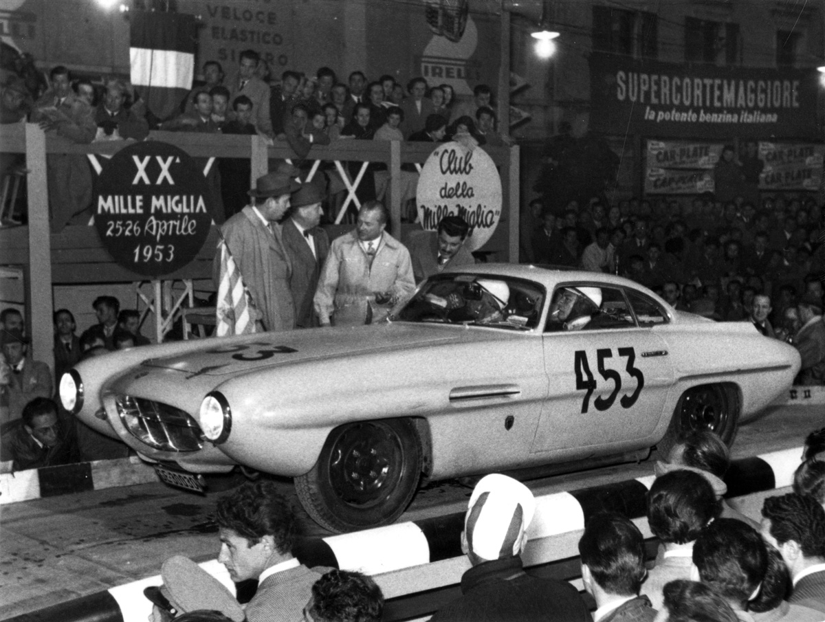 Alfa Romeo 1900 Supersonic Conrero (Ghia) - Fehlman's Alfa at the start of the 1953 Mille Miglia.