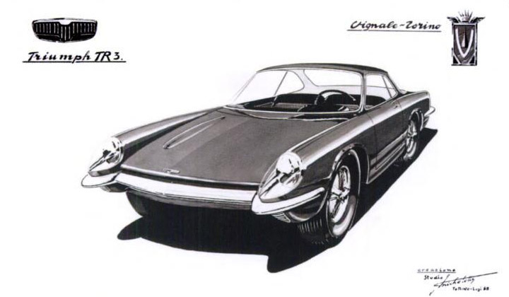 Triumph Italia 2000 Prototipo (Vignale), 1958 - Design sketch by Giovanni Michelotti
