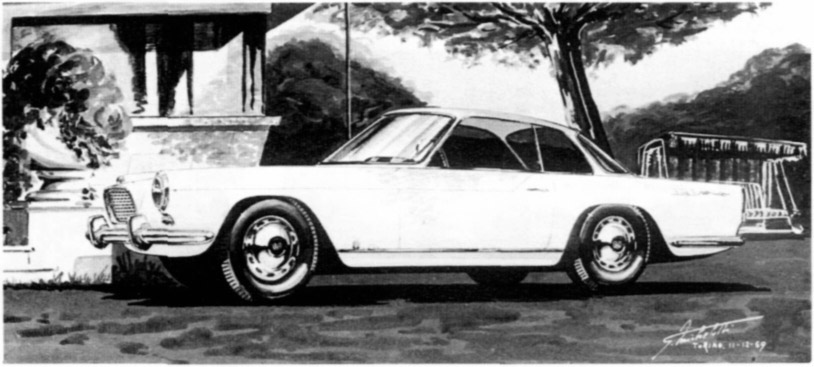 Triumph Italia 2000 Coupe (Vignale), 1959 - Design sketch by Giovanni Michelotti