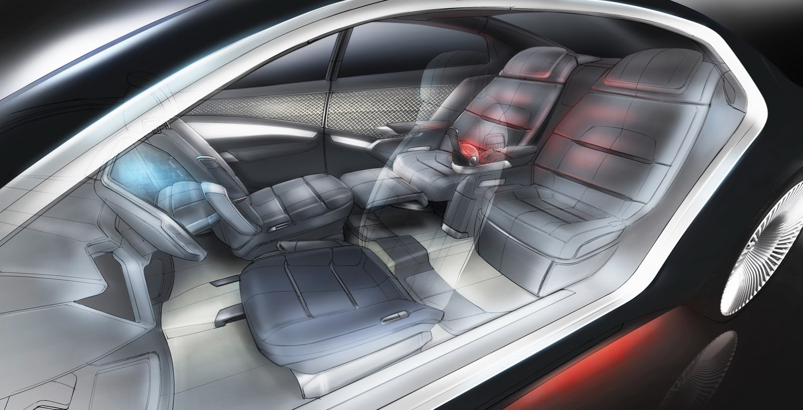 Italdesign Giugiaro GEA, 2015 - Interior Design Sketch