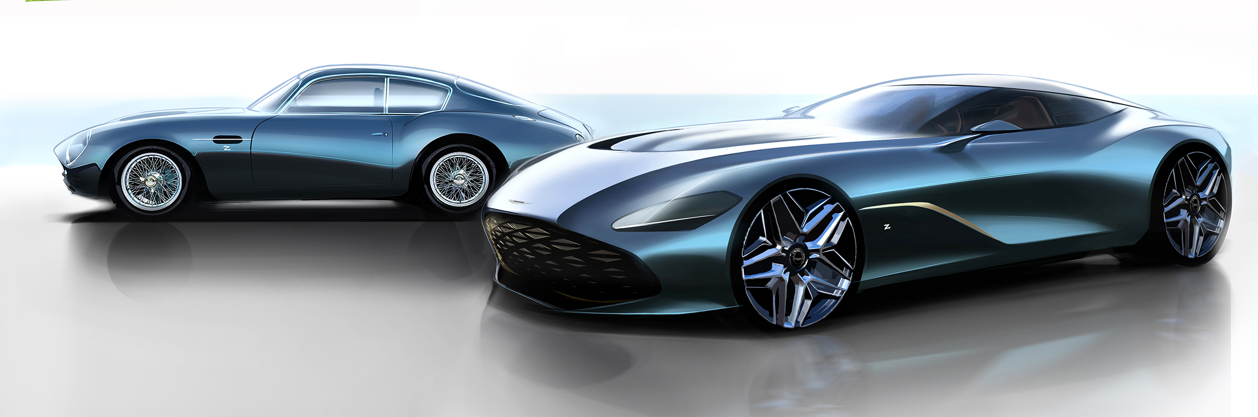 Aston Martin DBS GT Zagato, 2020 and Aston Martin DB4 GT Continuation Zagato, 2019 - Design Sketch