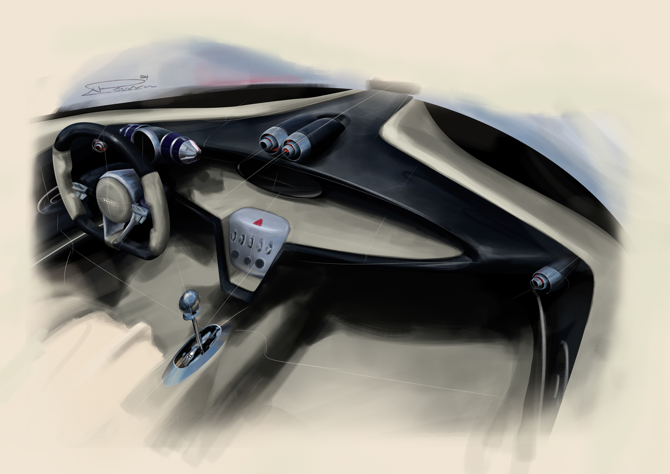 Pagani Alisea Concept (IED), 2024 – Design Sketch – Interior